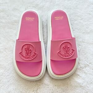 NEW!!! Moncler women pink rubber slides size 7 US Authentic Retail 545$